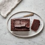 Two types of chocolate give this elegant loaf cake deep flavor for a valentines day treat