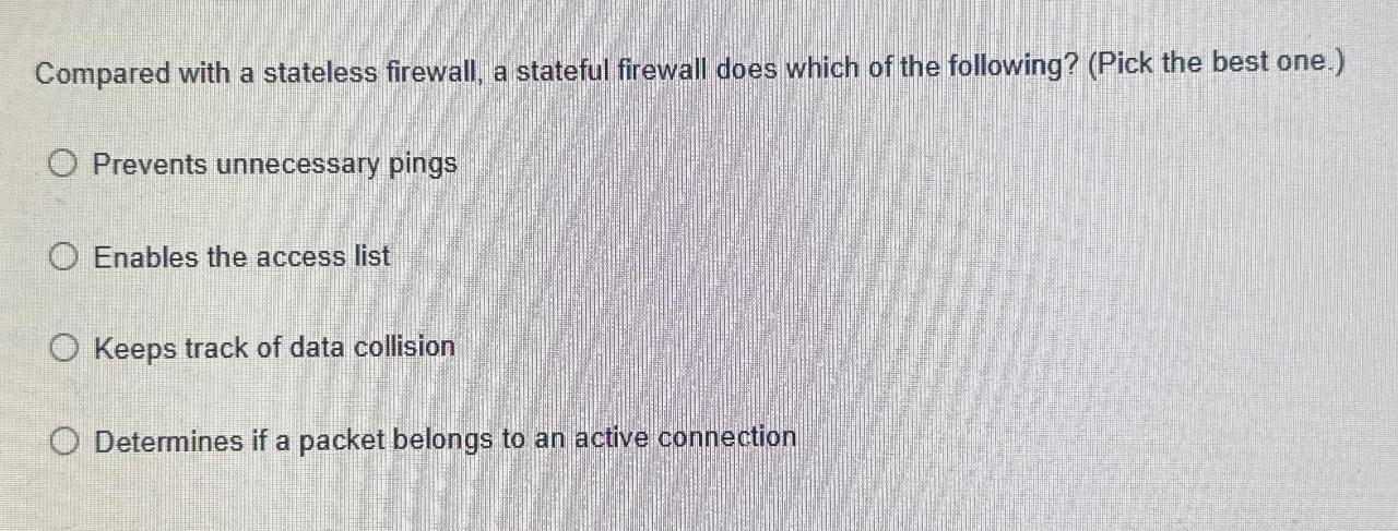 Stateful vs stateless firewalls