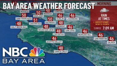 Brisk bay area temperatures light rain forecast this weekend