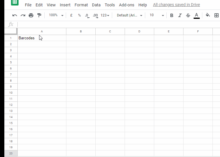 Generate barcode google sheets excel tools