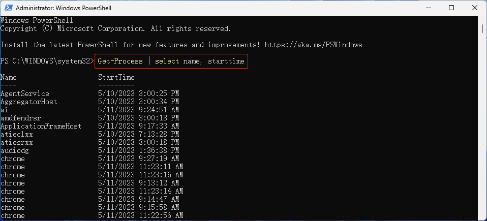 Startup program cpu How to check process start time in windows