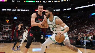 Jayson tatum scores 33 celtics hold heat to 34 shooting and roll to 103 85 win