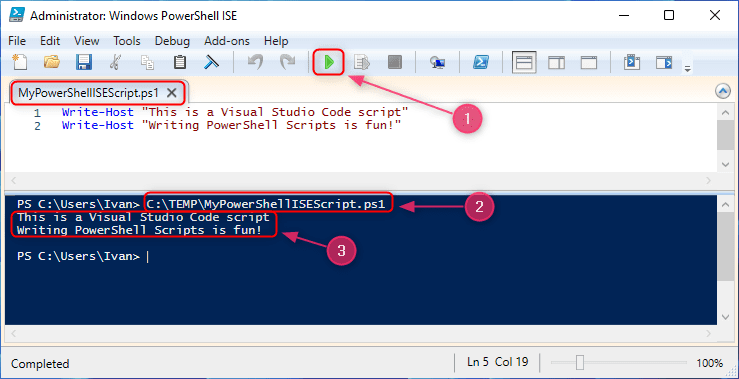 Create and run powershell scripts